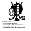 Hockey goalie cut metal sign shown with a bold black silhouette and detailed protective gear design