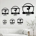 Gymnastics metal sign size guide showing available dimensions from 8 by 8 inches to 24 by 24 inches
