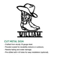 Western cowboy boot metal sign shown as a cut metal design with bold silhouette details