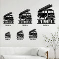 Fire truck metal sign size guide showing several available square size options