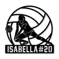 Custom volleyball metal sign featuring a dynamic player silhouette inside a bold volleyball design