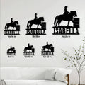 Barrel racing metal sign size guide showing multiple available square dimensions