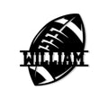 Black American football silhouette metal sign with bold cutout details and a custom center design