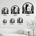 Golf metal sign size guide showing six available square sizes from 8 by 8 to 24 by 24 inches