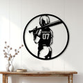 Custom softball wall sign displayed on a white paneled wall in a bright home decor setting