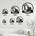 Excavator metal sign size guide showing available square sizes from 8x8 to 24x24 inches