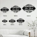 She Shed metal sign size guide showing six available square dimensions