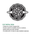 Pizza metal sign product graphic highlighting the cut-metal design and indoor or outdoor display use