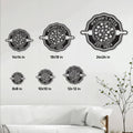 Pizza metal sign size guide showing available square sizes from 8 by 8 to 24 by 24 inches