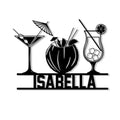 Custom cocktail metal sign featuring martini, tropical, and citrus cocktail glass silhouettes