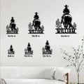 Cowboy metal sign size guide showing available square sizes from 8 by 8 to 24 by 24 inches