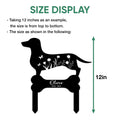 Dachshund memorial metal sign size guide showing the overall height measurement