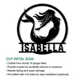 Mermaid metal sign shown with cut-metal construction and an elegant circular silhouette design