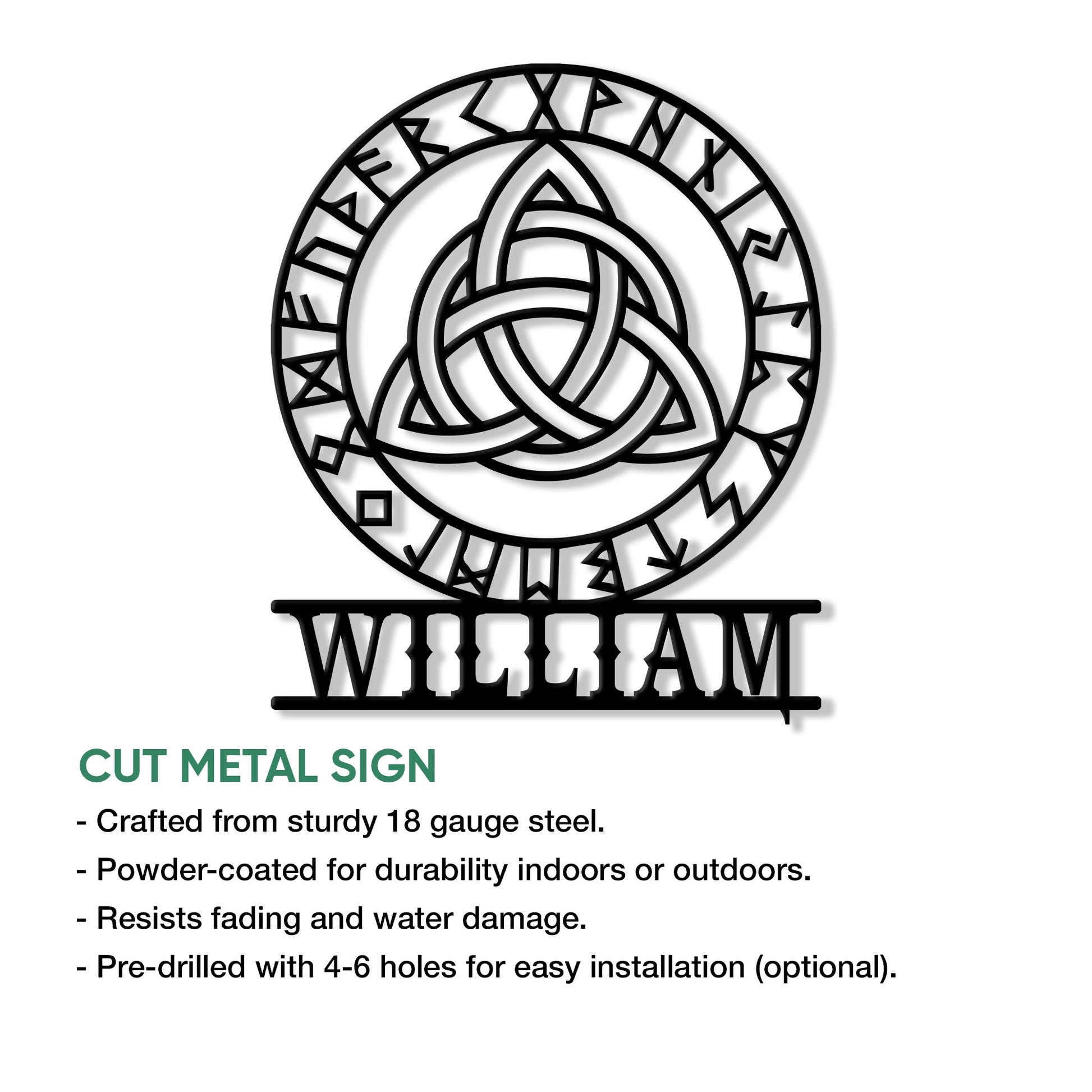 Viking knotwork metal sign feature graphic showing the circular design and cut-metal sign presentation