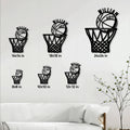 Basketball hoop metal sign size guide showing six available square dimensions