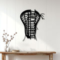Lacrosse wall sign displayed above a console table in a bright home interior