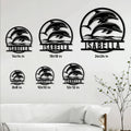 Dolphin metal sign size guide showing options from 8 by 8 to 24 by 24 inches