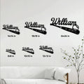 Baseball bat metal sign size guide showing six available square size options