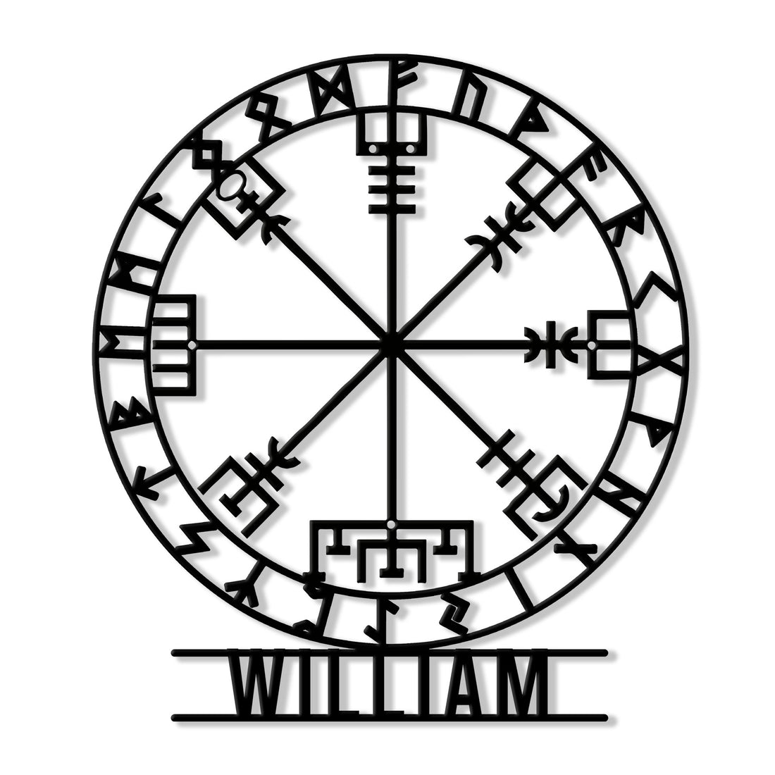 Custom Viking metal sign featuring a Norse compass symbol with runic details and bold decorative lines