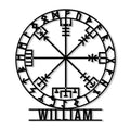 Custom Viking metal sign featuring a Norse compass symbol with runic details and bold decorative lines