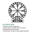 Viking compass metal sign feature graphic showing the cut-steel design and installation options