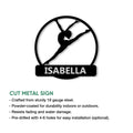 Gymnastics wall sign feature graphic showing a circular gymnast silhouette design