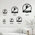 Gymnastics metal sign size guide showing 8x8, 10x10, 12x12, 14x14, 18x18, and 24x24 inch options
