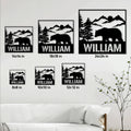 Bear metal sign size guide showing multiple square dimensions for choosing the right wall decor scale