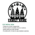 Christmas gnome metal sign feature graphic showing the cut metal design and product presentation