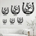 Rodeo bull rider metal sign displayed in multiple size options on a living room wall