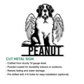 Cut metal Saint Bernard sign showcasing an angelic dog silhouette and bold decorative design
