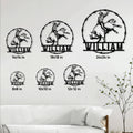 Rodeo bull riding metal sign size guide showing six available square size options