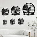 Hunting metal sign size guide showing round options from 8 by 8 to 24 by 24 inches