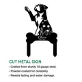 American Bulldog memorial cut metal sign shown as a standing garden tribute with floral silhouette details