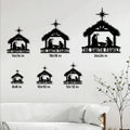 Christmas nativity metal sign size guide showing 8, 10, 12, 14, 18, and 24 inch options