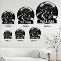 Biker metal sign size guide showing round motorcycle road designs in sizes from 8 to 24 inches