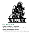 Firefighter cut metal sign feature graphic showing a detailed firefighter silhouette and indoor or outdoor use