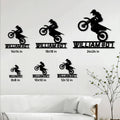 Motocross rider metal sign shown in multiple sizes above a sofa for wall decor scale