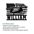 Veteran metal sign product graphic showing a military aircraft silhouette over a patriotic American flag