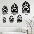 Bear paw metal sign size guide showing available sizes from 8 by 8 to 24 by 24 inches