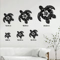 Sea turtle metal sign size guide showing available square sizes from 8 by 8 to 24 by 24 inches