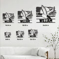 Duck hunting metal sign size guide showing available square dimensions from 8 by 8 to 24 by 24 inches