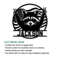 Feature graphic showing a custom raccoon wall sign with an American flag design and cut metal styling