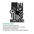 Motocross rider metal sign shown with cut-metal product details and an action-focused dirt bike design