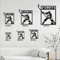 Hockey metal sign size guide showing available square dimensions from 8 by 8 to 24 by 24 inches