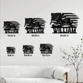 Snowmobile metal sign size guide showing multiple square size options on a wall