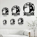 Lineman metal sign size guide showing several available square size options in a living room setting