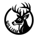 Black buck deer silhouette inside a circular frame for custom hunting wall decor