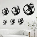 Deer hunting metal sign size guide showing round options from 8 by 8 to 24 by 24 inches