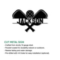 Pickleball metal sign feature graphic highlighting cut-steel construction and installation options